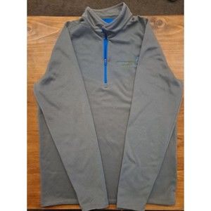 Mens Nike Zip grey blue Pullover Shirt Dri Fit Top M polo shirt Fleece Lined Gym